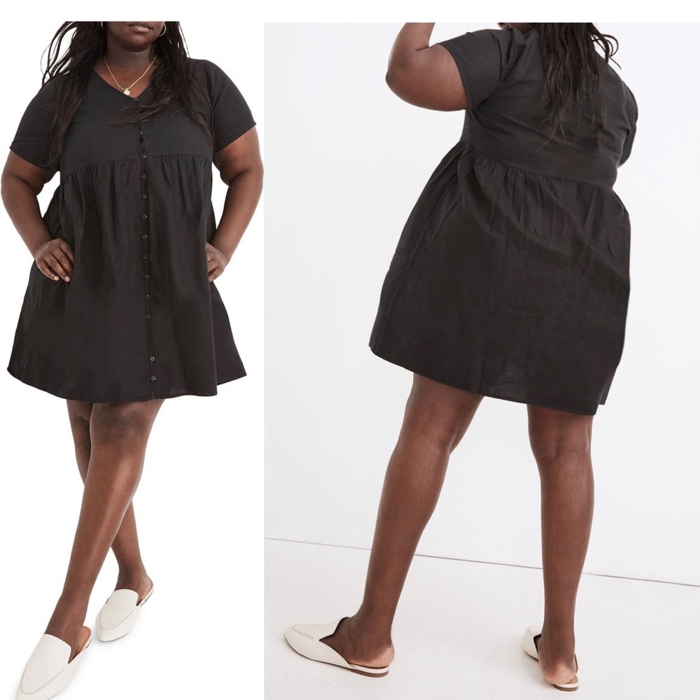 Madewell Alexandra Button Front Linen Blend Minidress